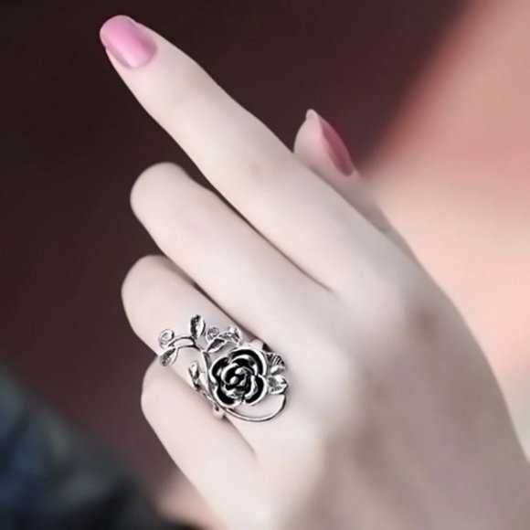 Ring ~ Rose Flower ~ .925 Sterling Silver ~ Solid - Picture 7 of 7